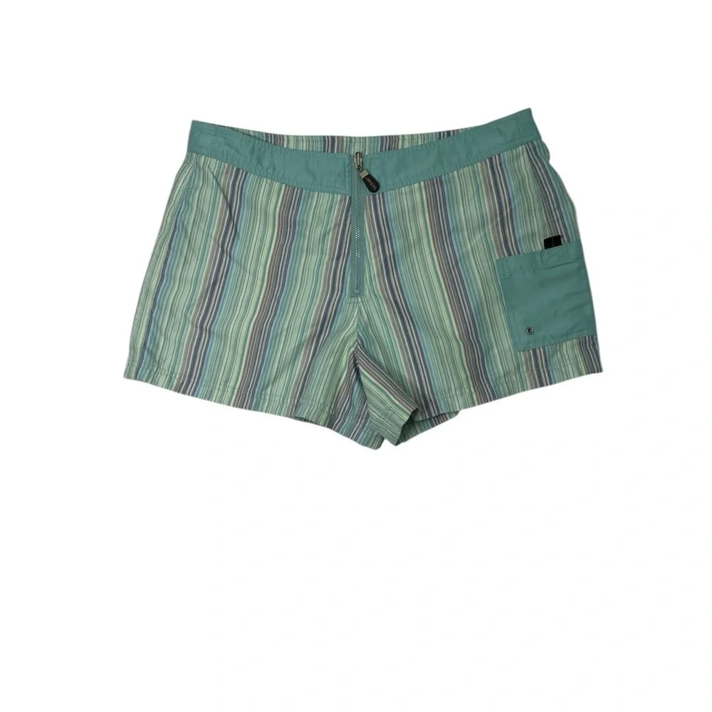 oobe Striped Teal Women's Shorts Size Medium